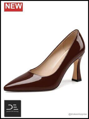 Patent Leather Pointed Toe Stiletto Heels 3.5" Slip On Pumps